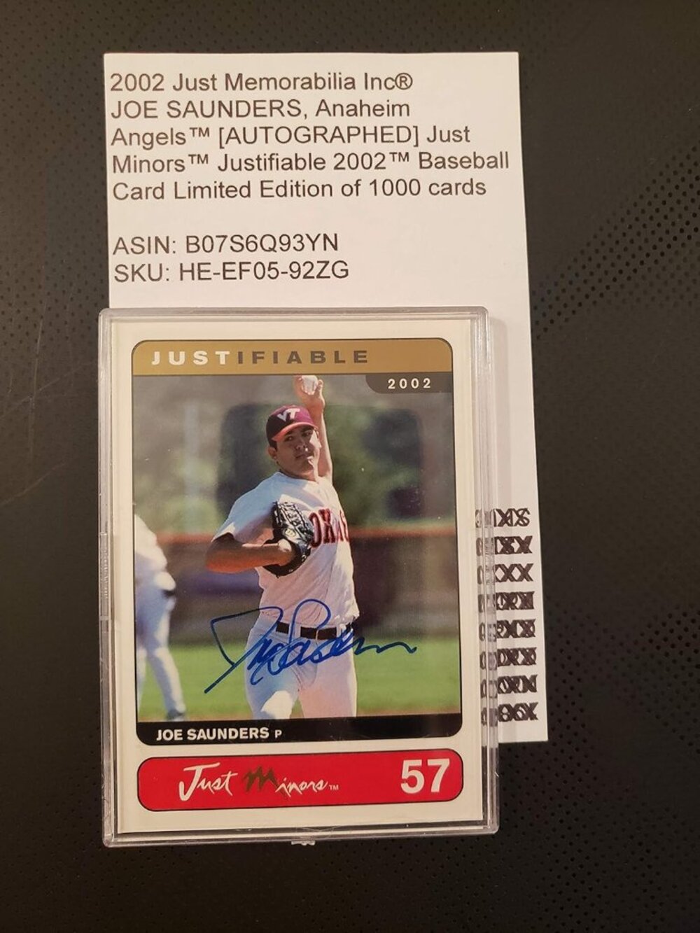 2002 Just Memorabilia Inc® JOE SAUNDERS, Anaheim Angels™